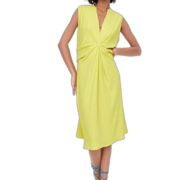 Zara Mid length Dress Neon Yellow Size Small - Picture 2 of 10